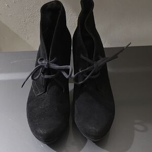 Paul Green Suede Lace Up Black Booties